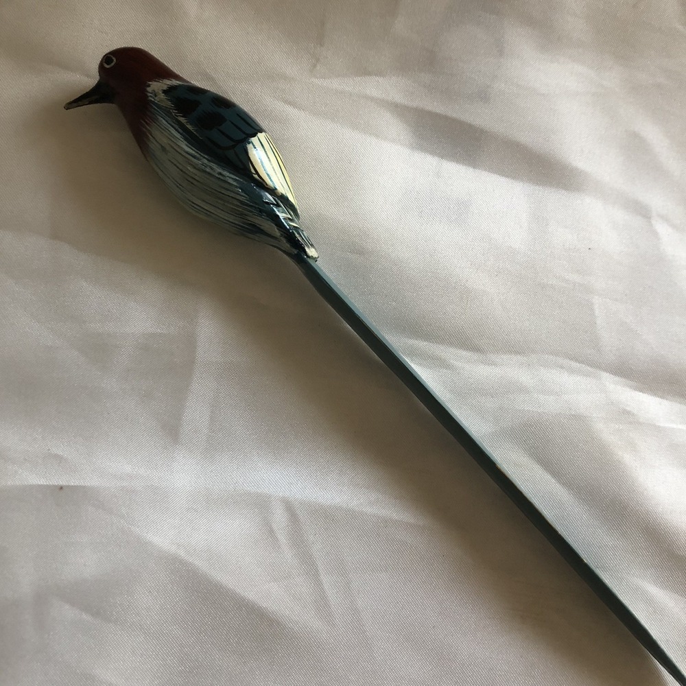 Letter Opener  Wooden Hummingbird   Hand Painted Hand Carved Art Vintage